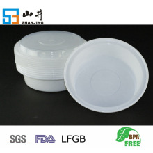 Qualité alimentaire PP 28oz ronde base blanche avec boîte à lunch bento en plastique couvercle transparent, bol en plastique de stockage de nourriture avec LI étanche